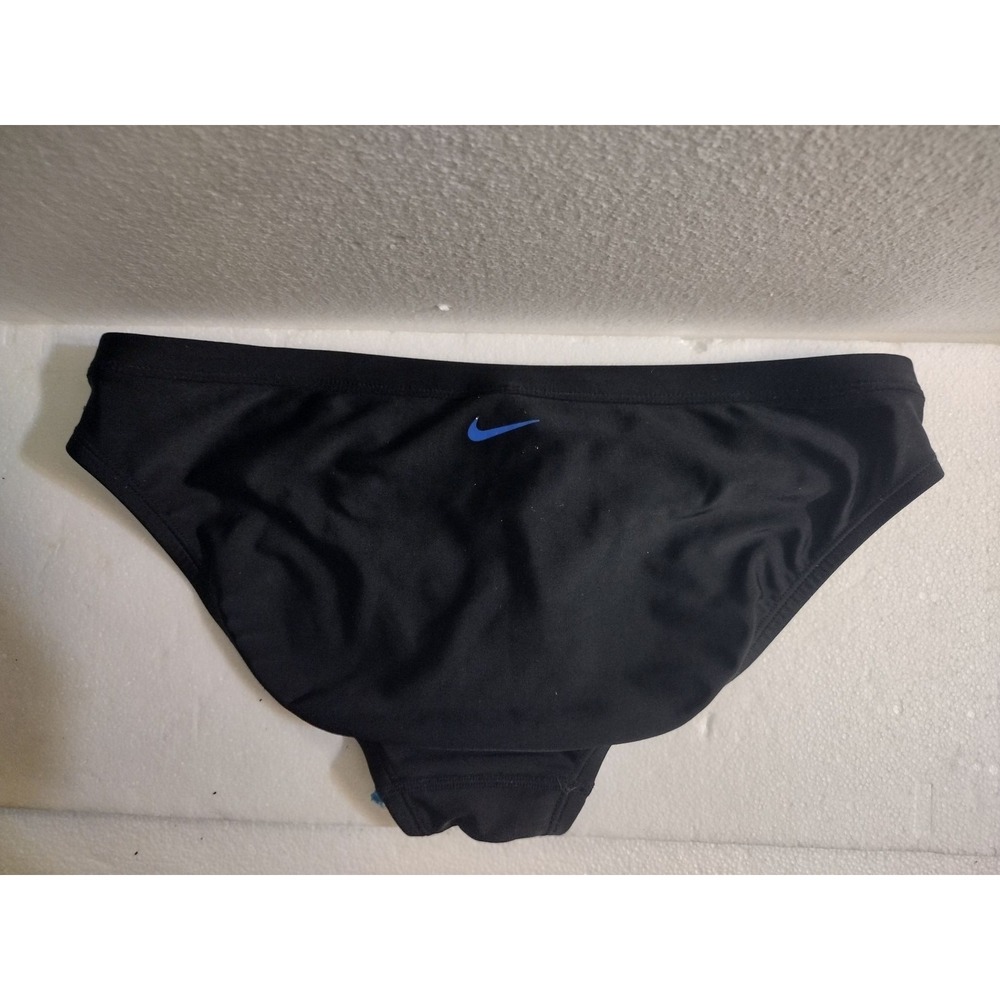Nike Swim Brief Womens M Black Blue Lined Drawstring Bikini Bottom - Picture 3 of 3